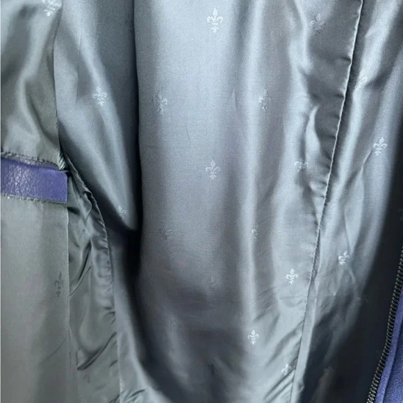 John Varvatos Blue Leather Jacket with Minimal Collar